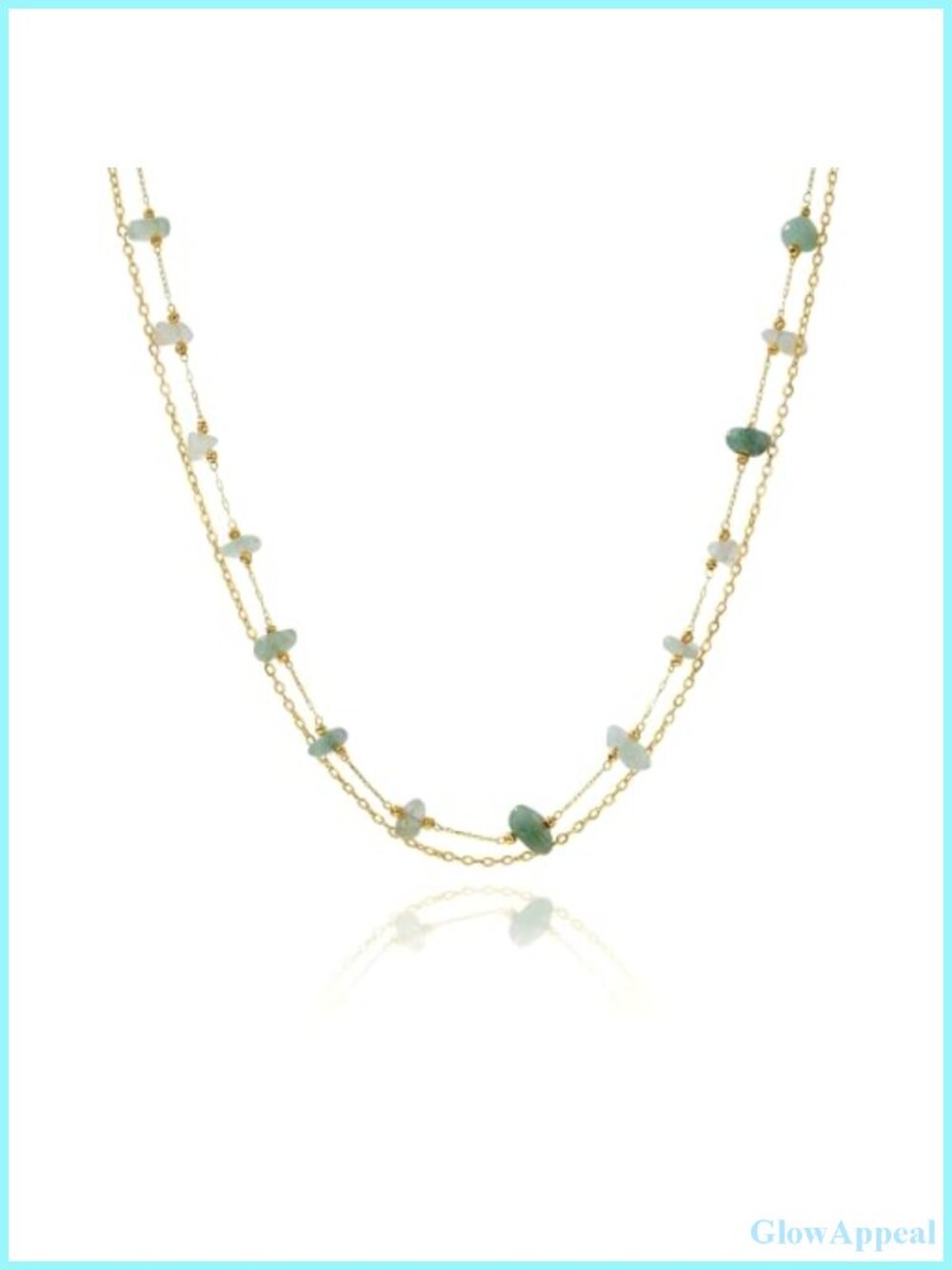 18K Gold Plated Stainless Steel Layered Natural Stone Beaded Necklace Boho